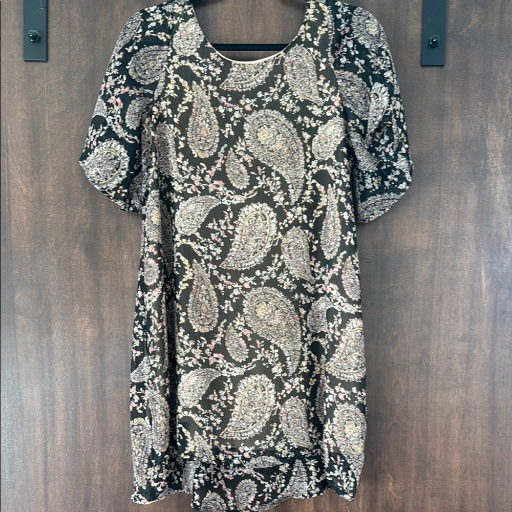 Audrey 3+1 Black and Cream Paisley Dress